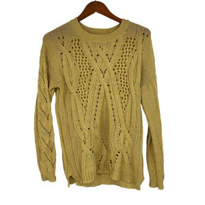 Cotelac cotton linen yellow gold cable knit sweater size 1 Small